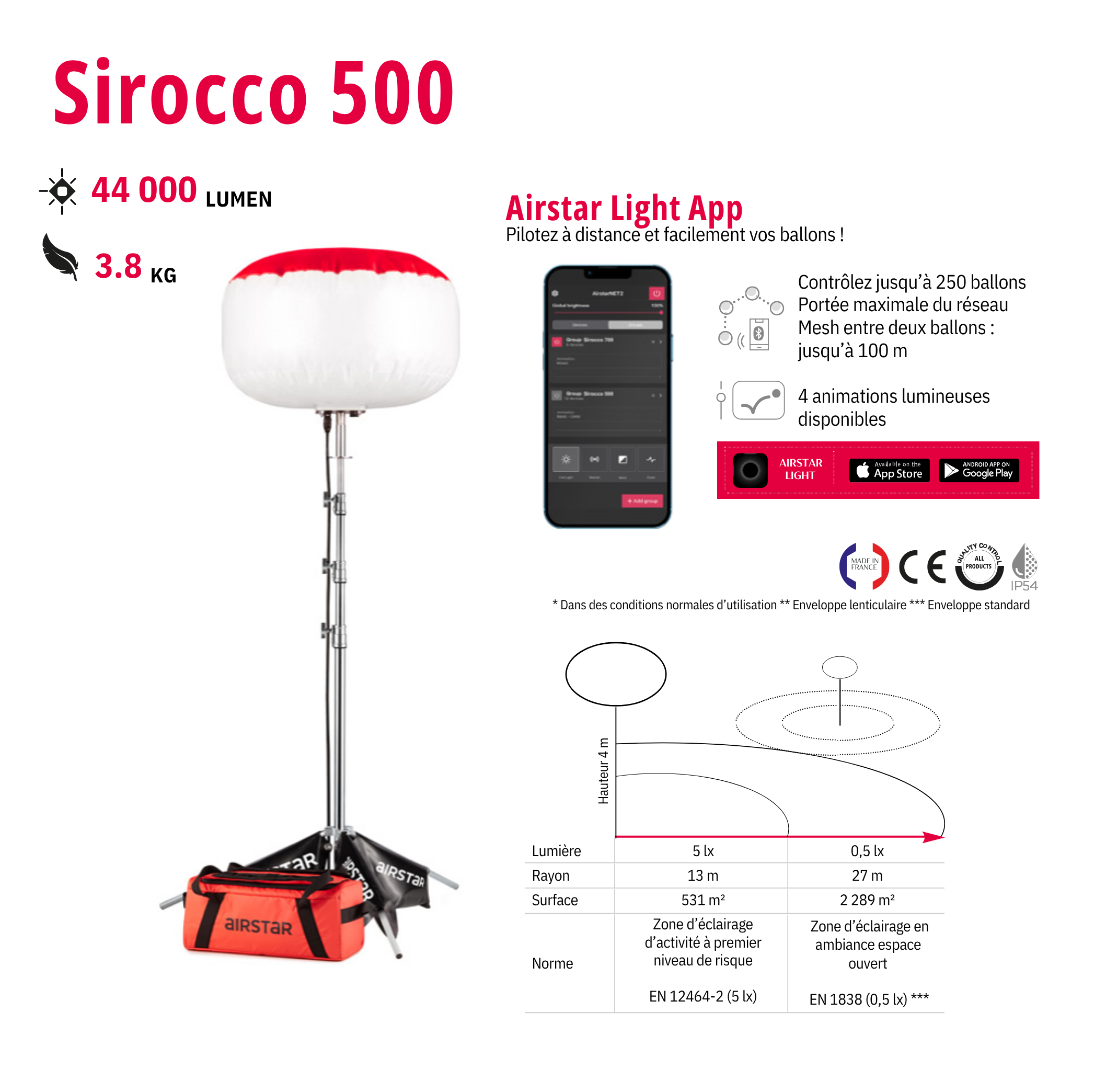Ballon Sirocco 500 ballon lumineux